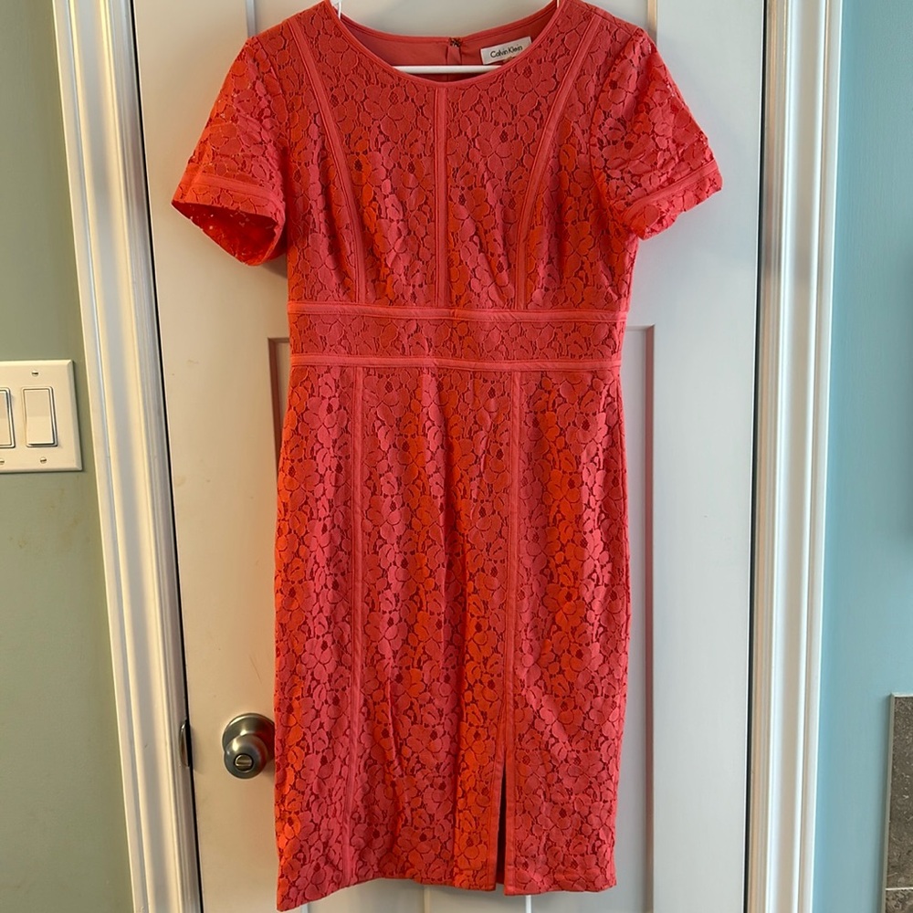 Calvin Klein Coral Lace Dress